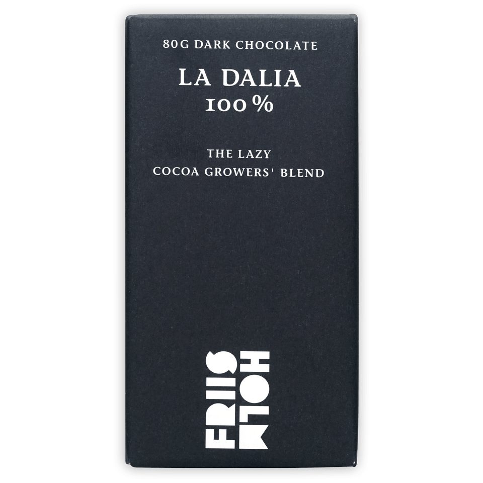 Friis Holm La Dalia 100% dark chocolate black bar wrapper
