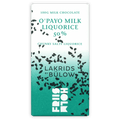 Friis Holm O’Payo Milk Liquorice 50% teal wrapper with black chunk graphics
