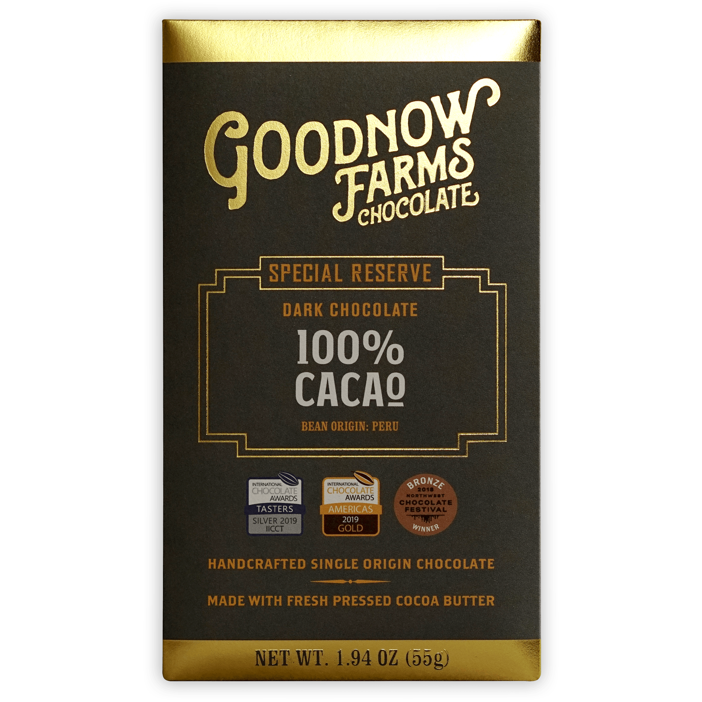 Goodnow Farms Special Reserve 100% cacao dark chocolate bar