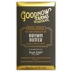 Goodnow Farms Brown Butter 70% dark chocolate bar in black gold wrapper