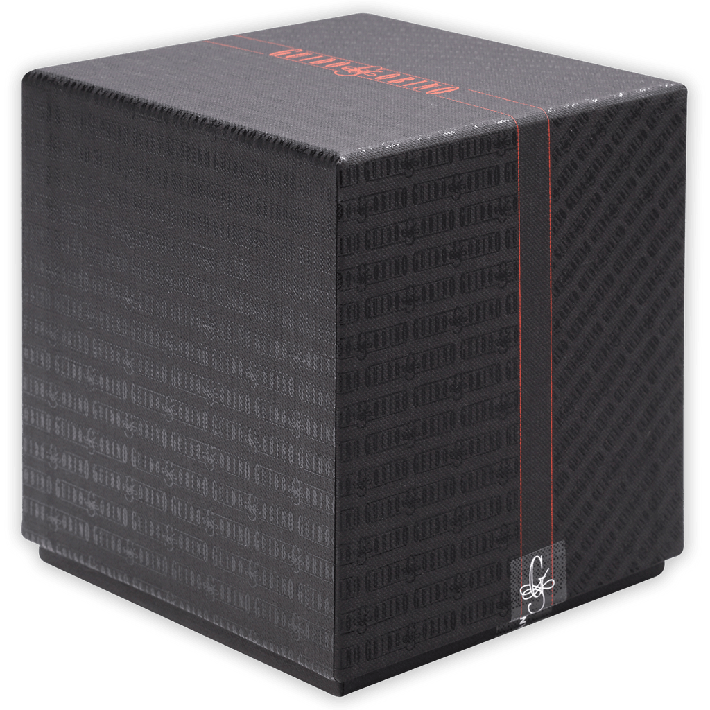 Guido Gobino assorted chocolate cube XL gift box, black textured with red accent