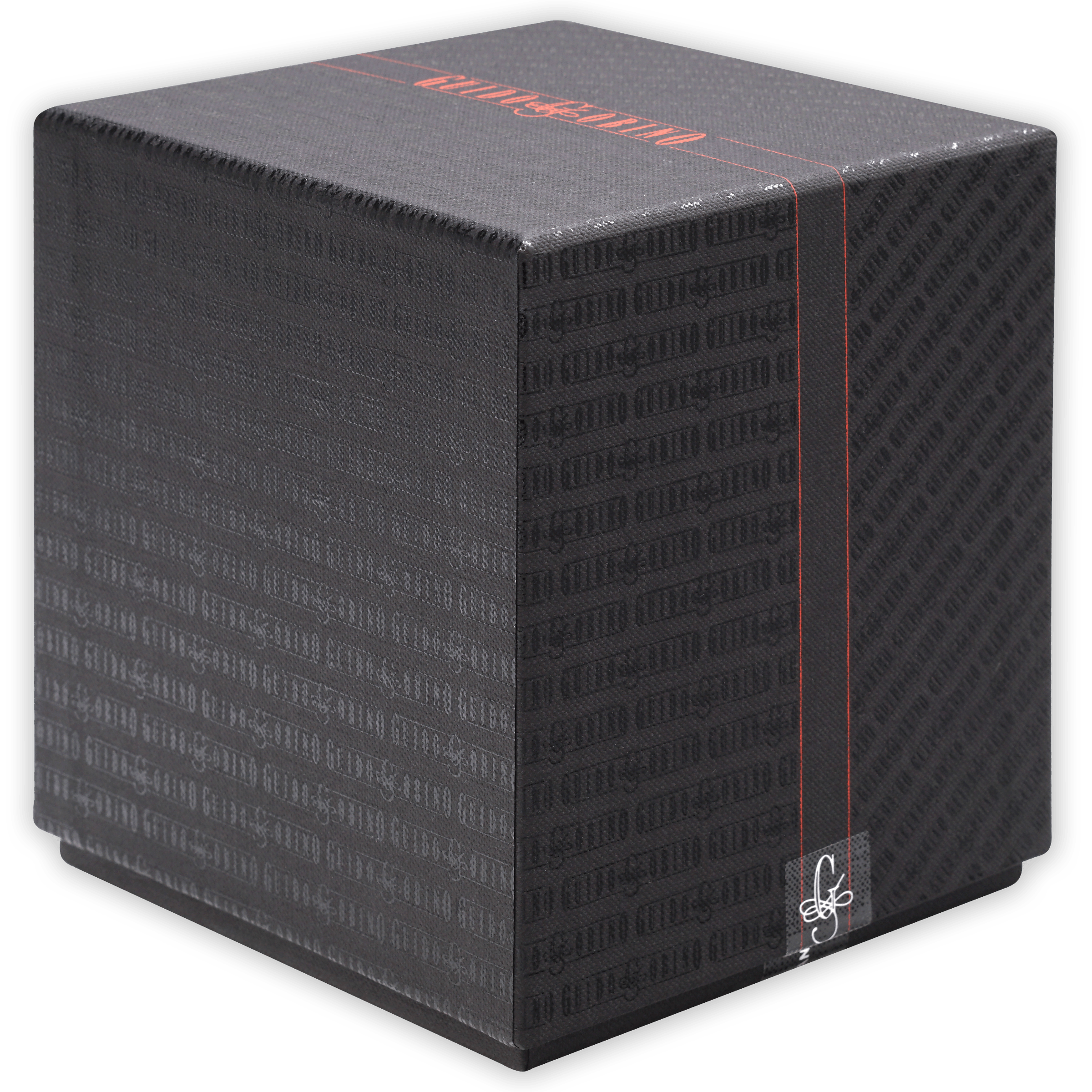 Guido Gobino assorted chocolate cube XL gift box, black textured with red accent