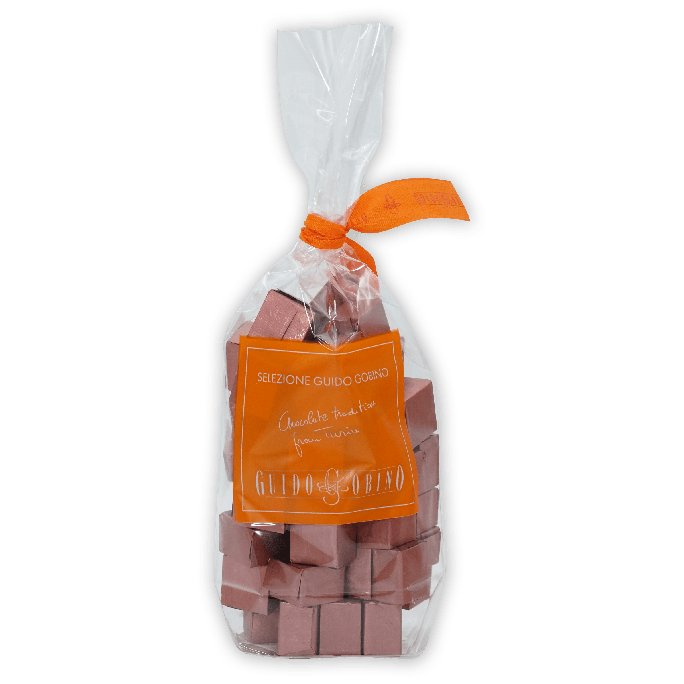 Guido Gobino bulk cremino 50 pcs in clear bag with orange ribbon
