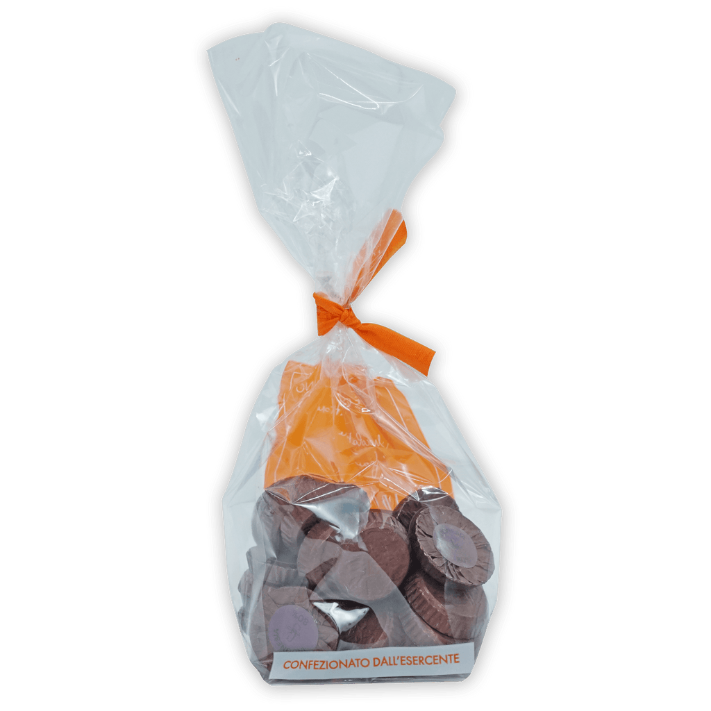 Guido Gobino 80% chocolate disks in Indonesia pack, 25 pcs bag with orange ribbon
