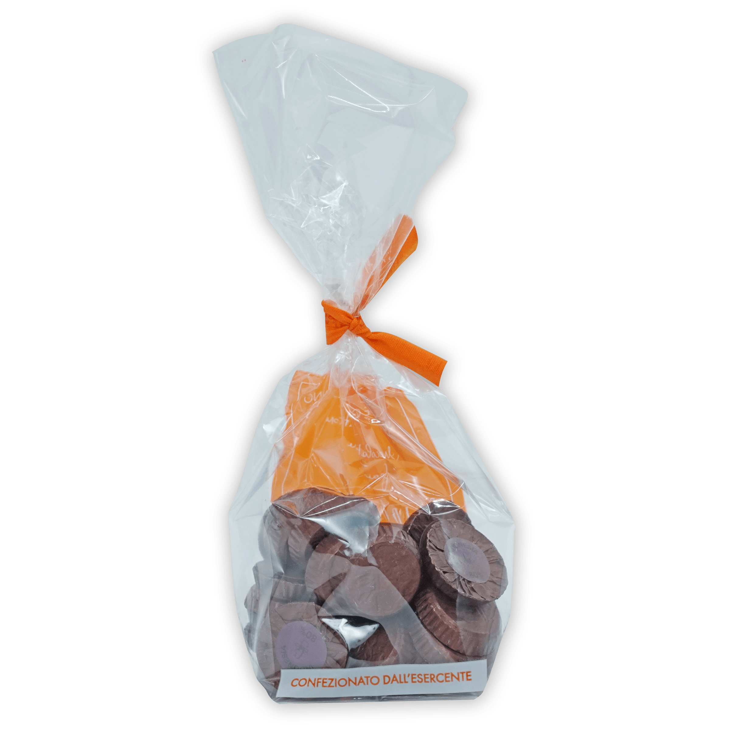Guido Gobino 80% chocolate disks in Indonesia pack, 25 pcs bag with orange ribbon