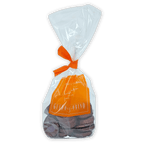Clear plastic bag of Guido Gobino 80% chocolate disks with gulino & sobino coins
