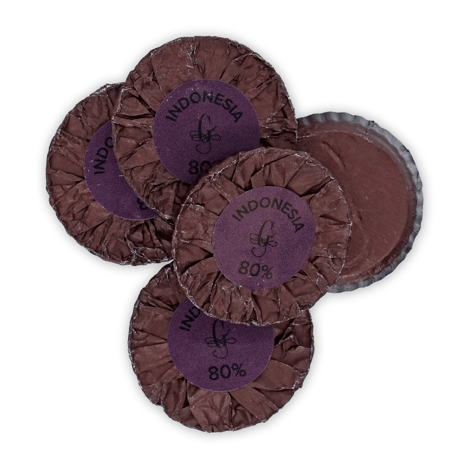 Guido Gobino Indonesia 80% purple foil chocolate disks 25 pcs