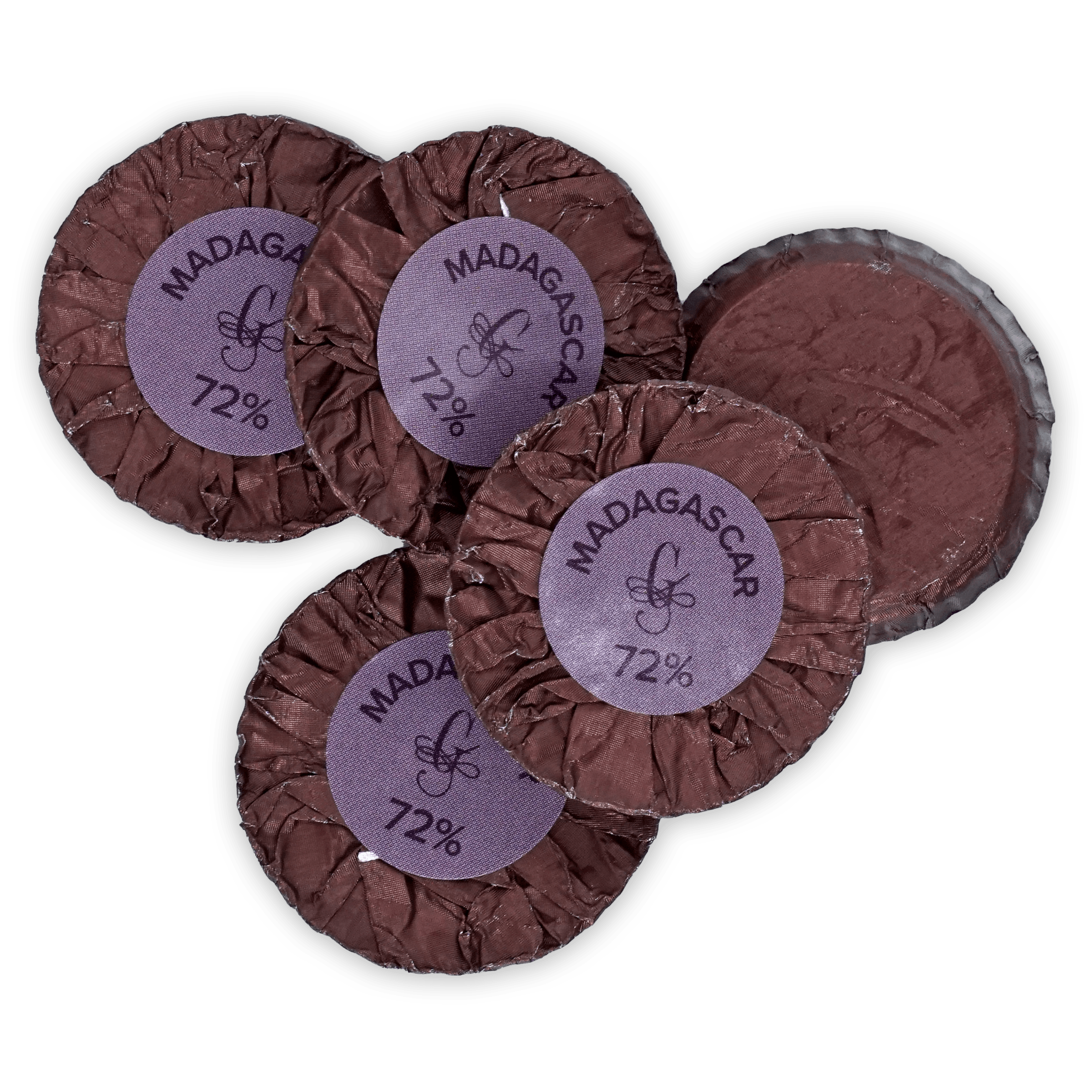 Guido Gobino Madagascar 72% chocolate disks in foil, 25 pcs