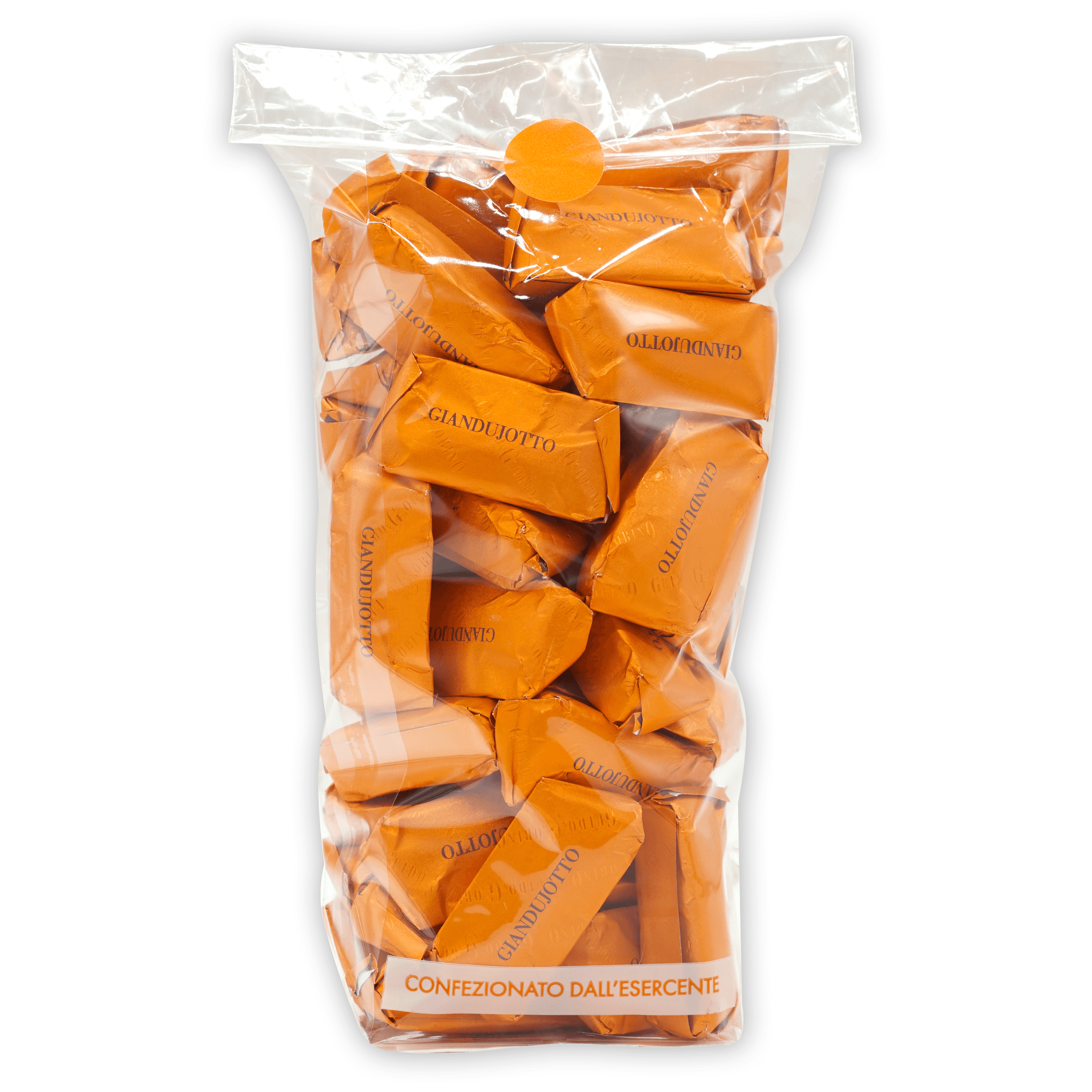 Guido Gobino classic giandujotto bag of foil-wrapped orange candies