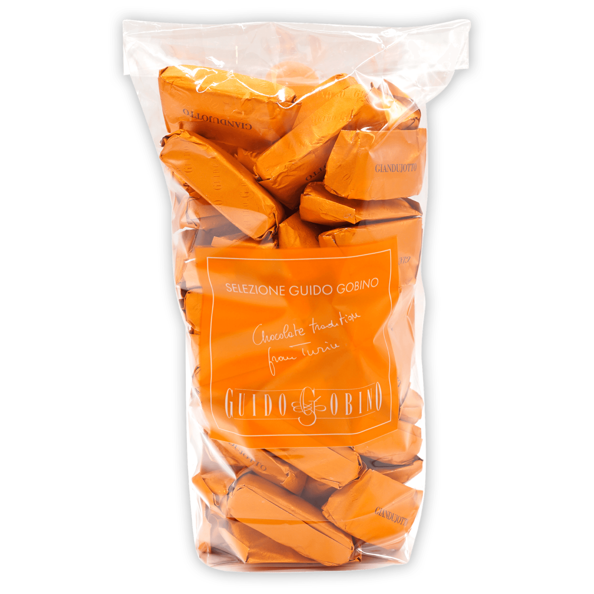 Guido Gobino Classic Giandujotto Bag of wrapped orange gandurutto pieces