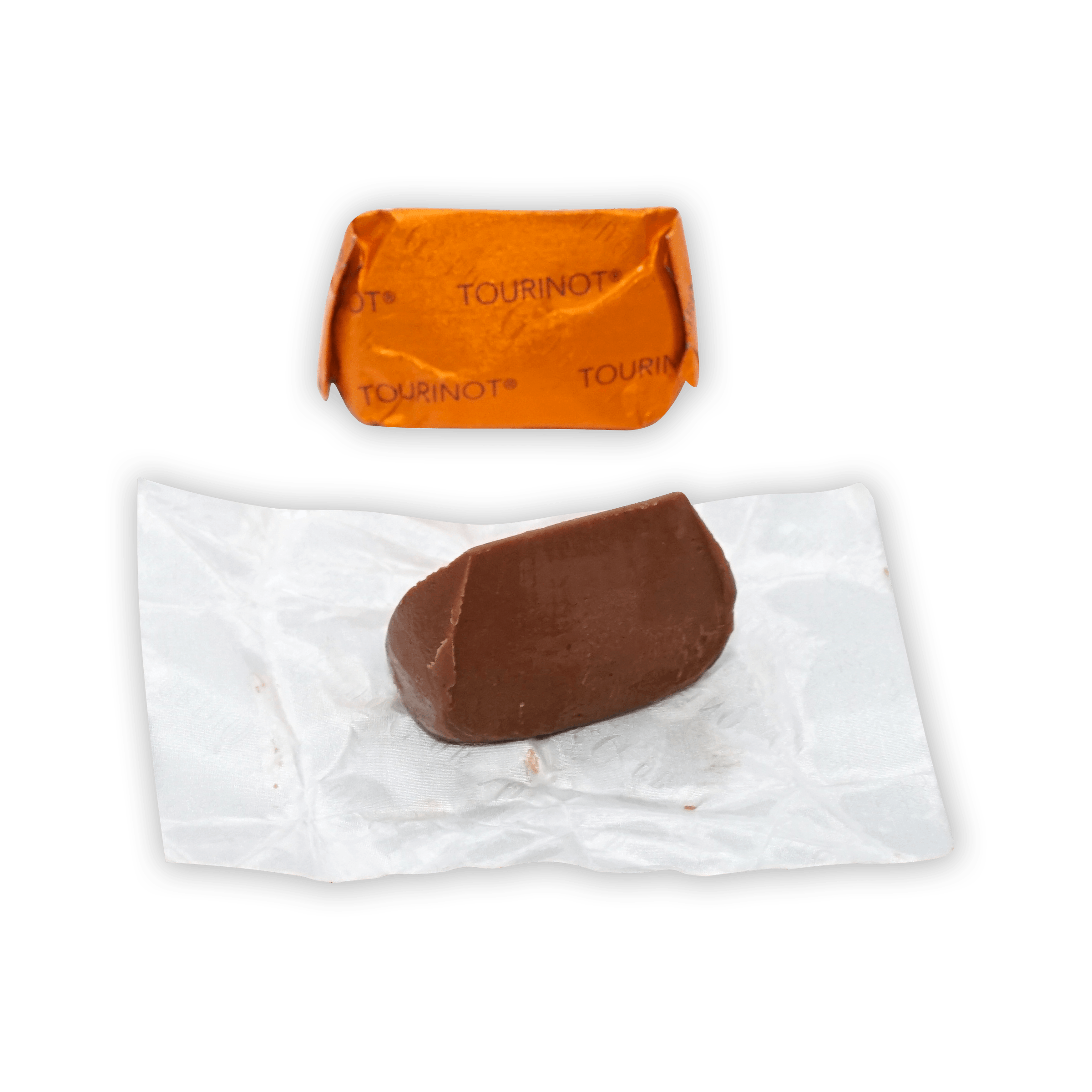 Guido Gobino Tourinot Classico bag with glossy dark chocolate in orange foil