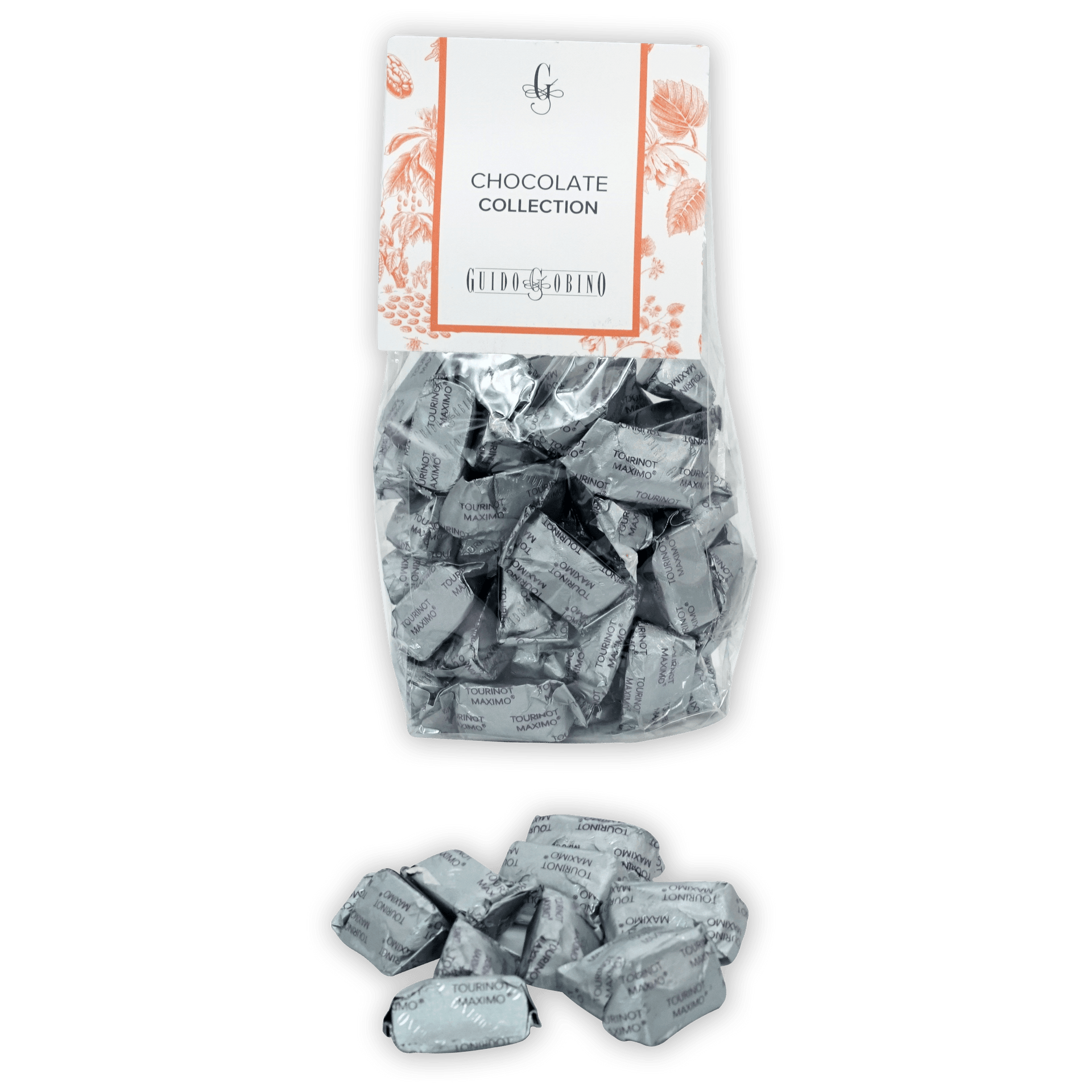 Guido Gobino Tourinot Maximo bag of guldofiorino chocolates in silver foil