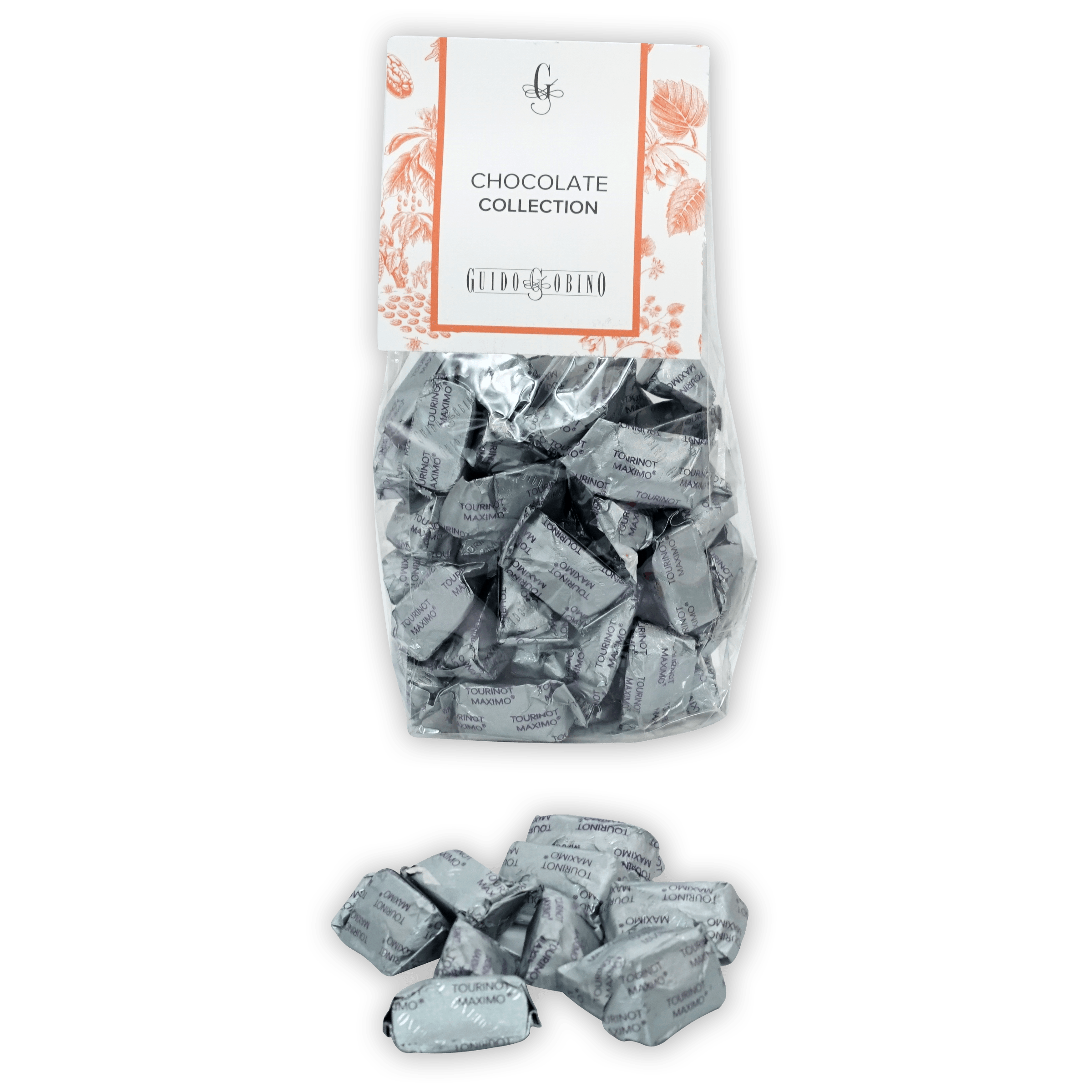 Guido Gobino Tourinot Maximo bag of guldofiorino chocolates in silver foil