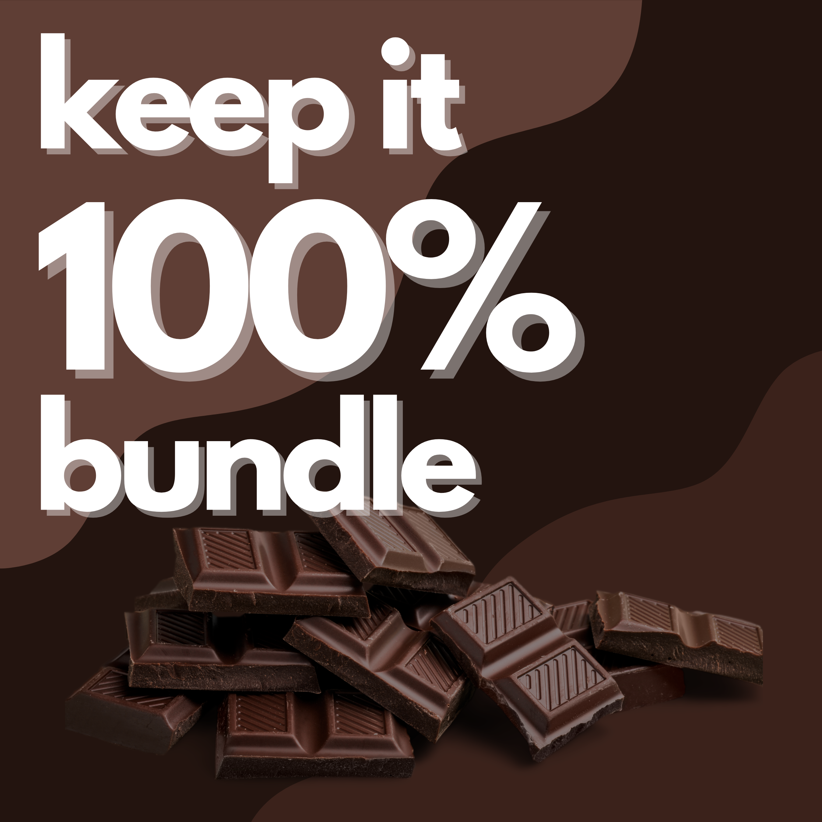 Keep It 100% Chocolate Bundle: 5 smooth glossy dark bars with ridged edges