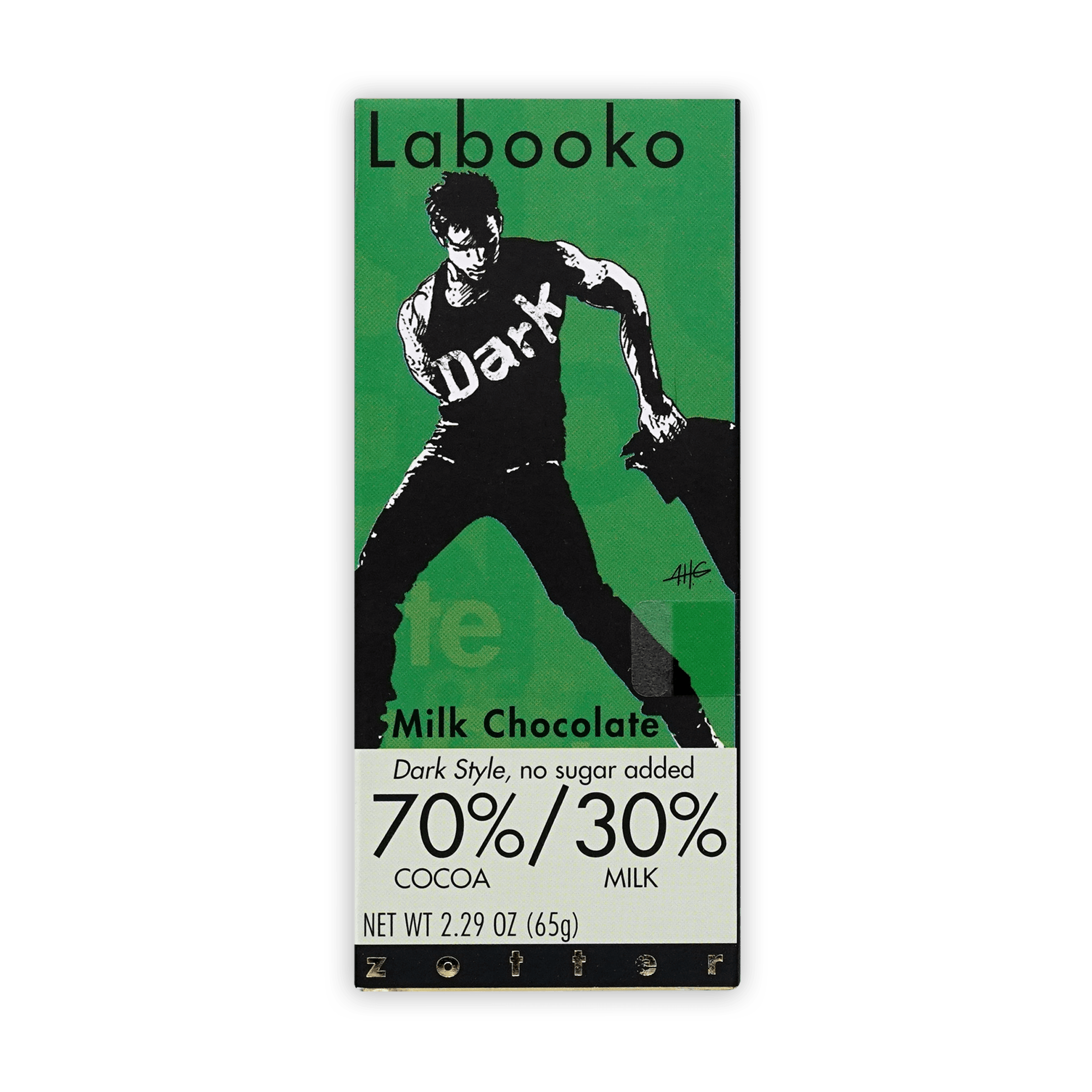 Labooko Milk Dark Style 70% chocolate bar with green wrapper