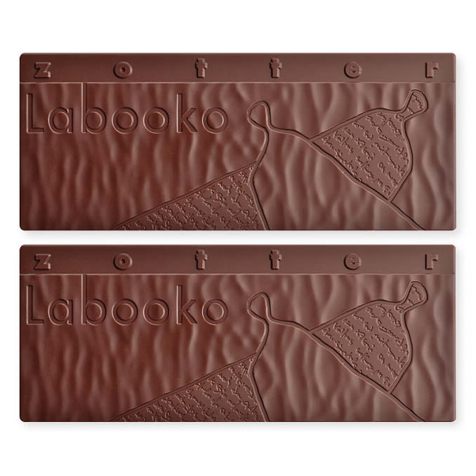 Labooko Milk Dark Style 70% chocolate bar with embossed dress design