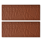 Two Labooko Nicaragua Milk Chocolate 50% bars with embossed dress design