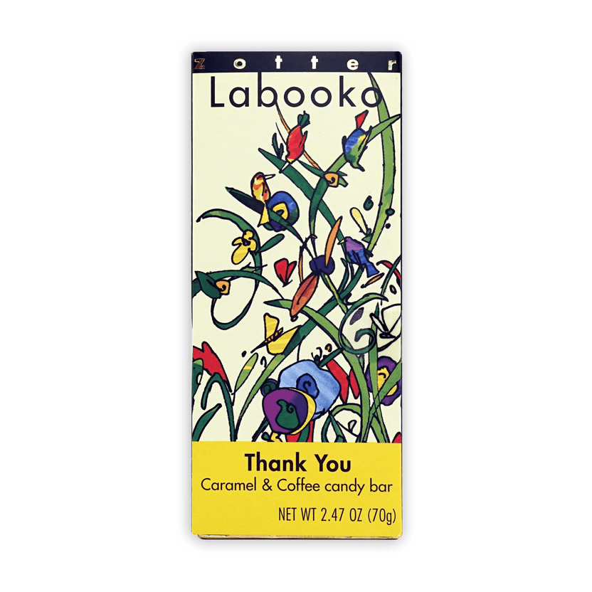 Labooko Thank You caramel coffee chocolate bar colorful wrapper