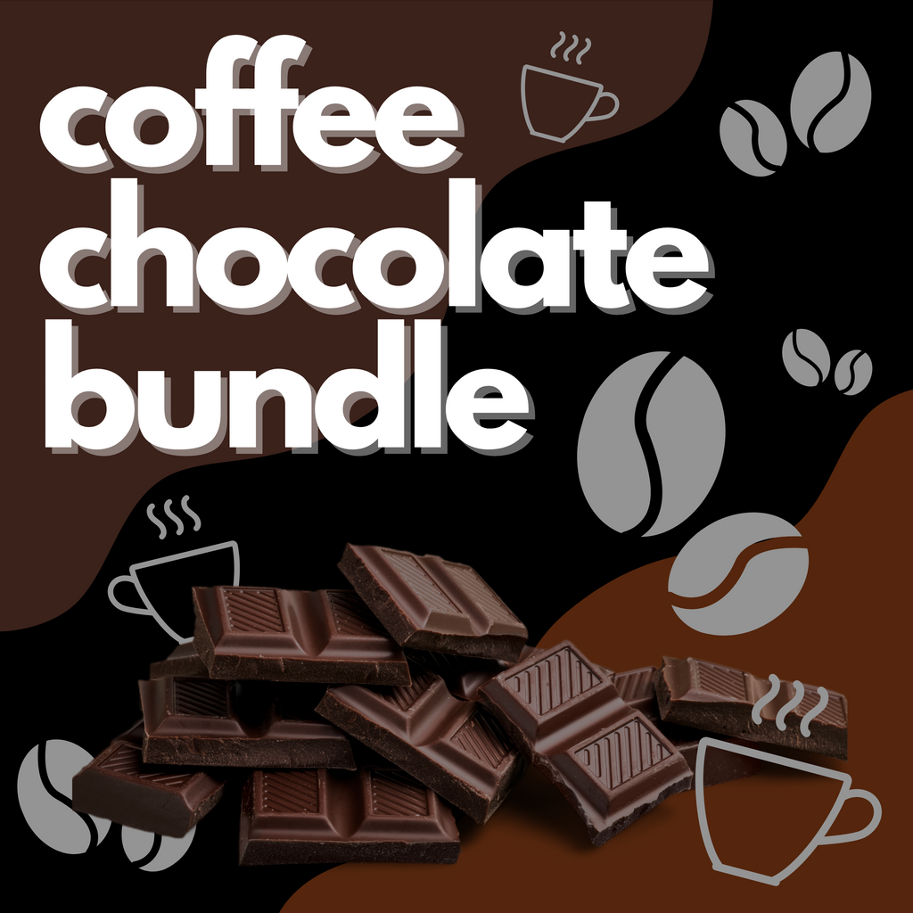 Coffee Chocolate Bar Bundle: 5 dark bars with glossy finish and ridged patterns