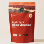 Raaka Maple Dark 75% Baking Chocolate in red resealable pouch
