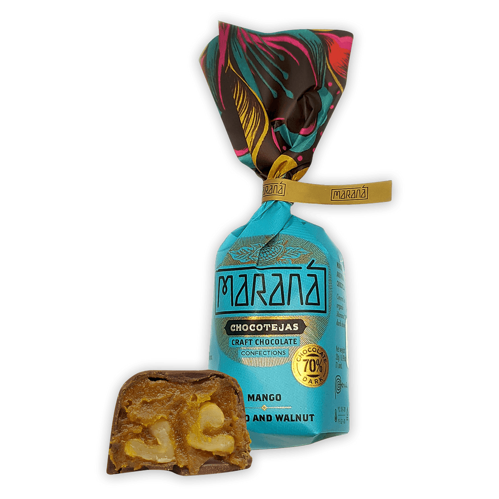 Marana Chocotejas small gift box with 70% dark chocolate mango walnut bon bons