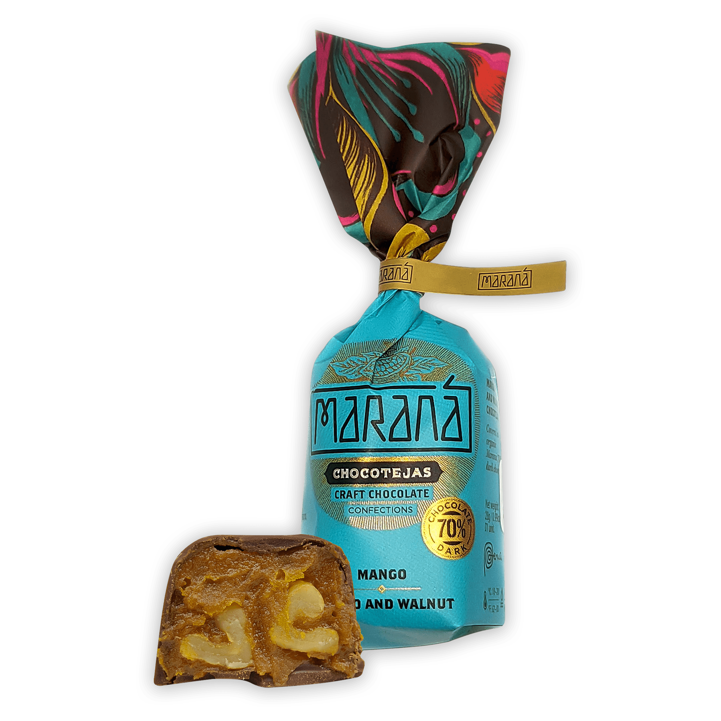 Marana Chocotejas small gift box with 70% dark chocolate mango walnut bon bons
