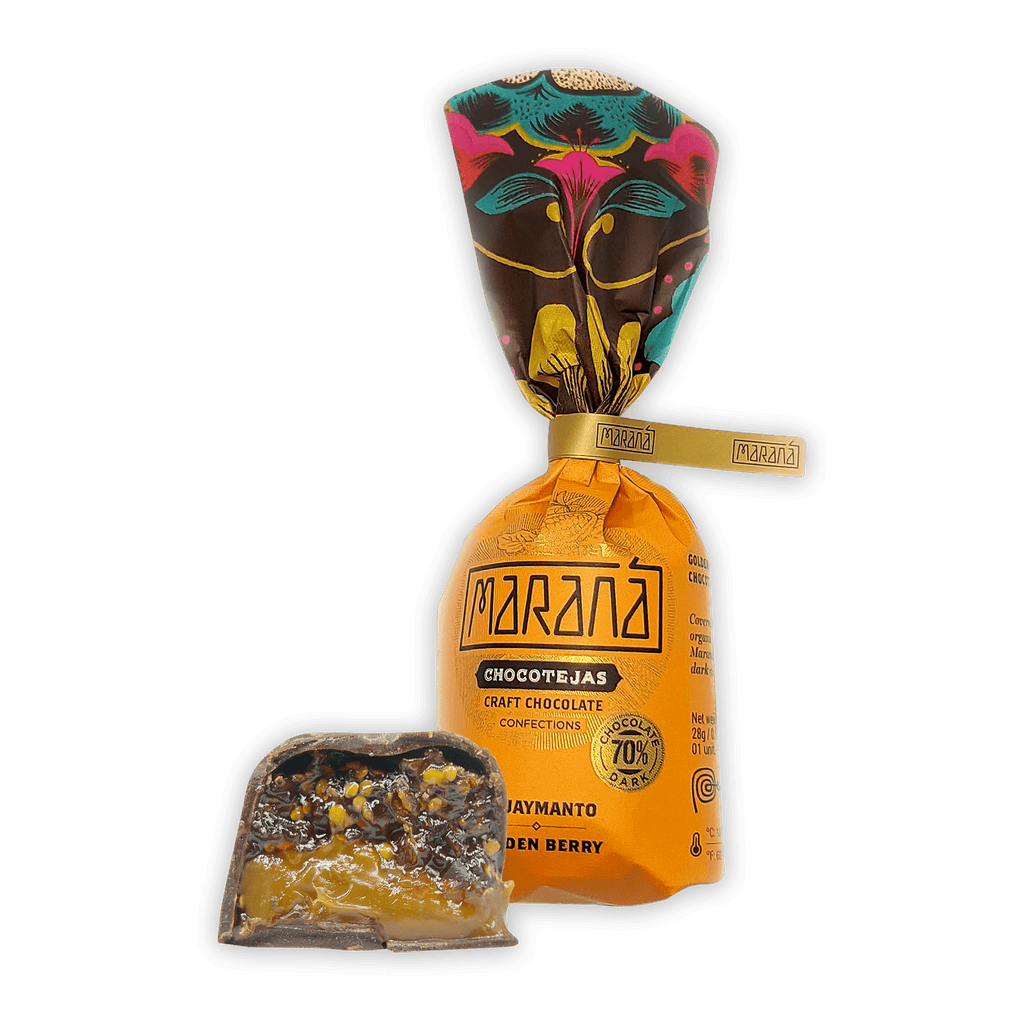 Marana Chocotejas Peruvian bon bons gift box with berry-filled interior