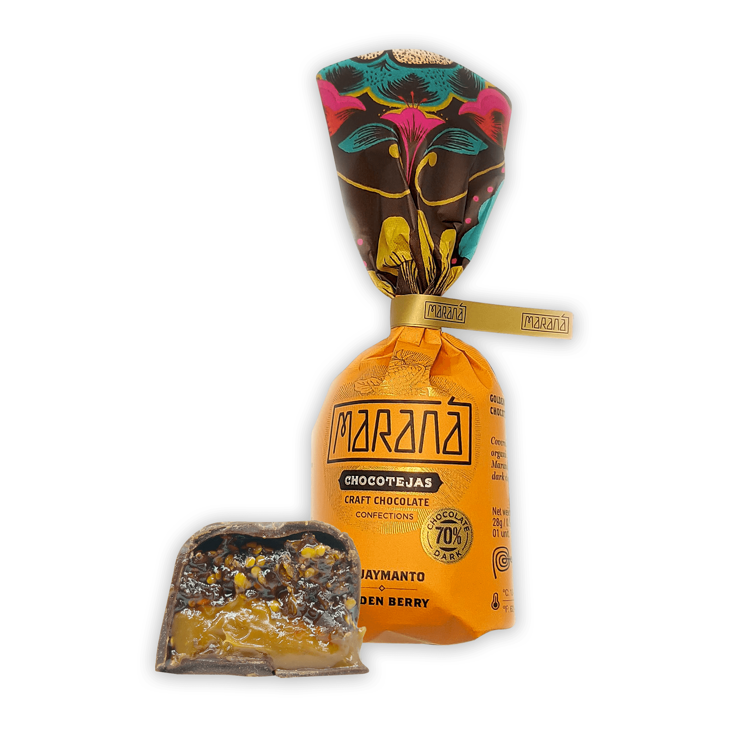 Marana Chocotejas Peruvian bon bons gift box with berry-filled interior