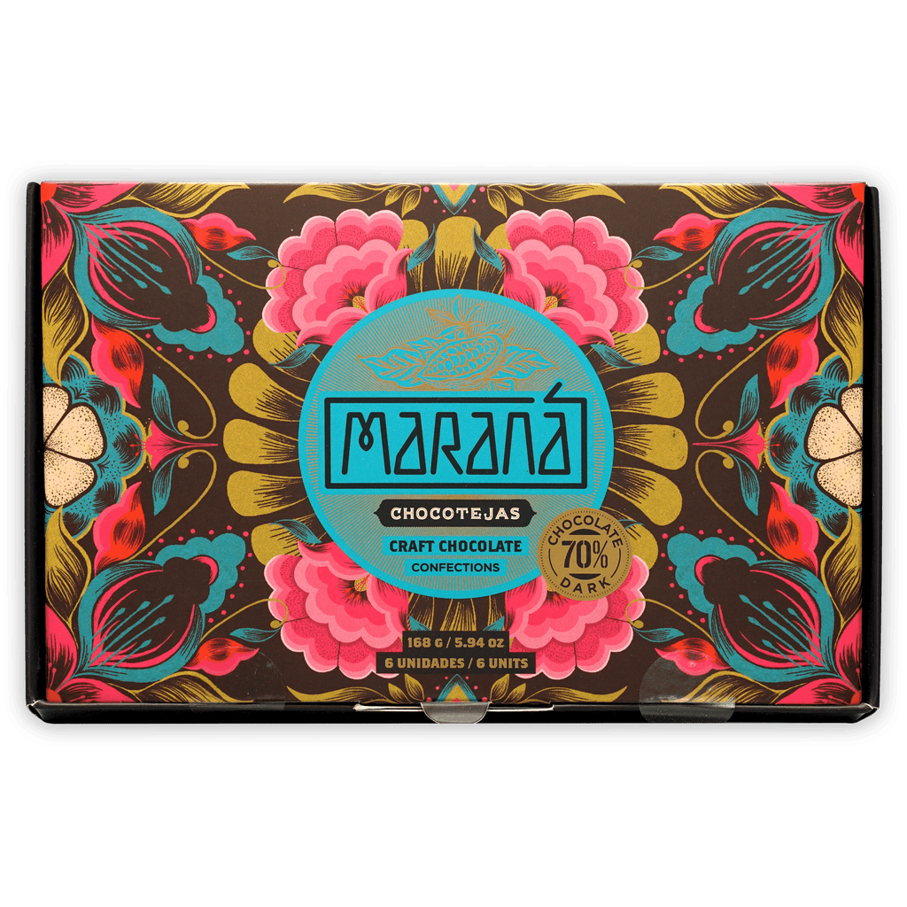 Marana Chocotejas small gift box of 6 Peruvian bon bons with floral pattern