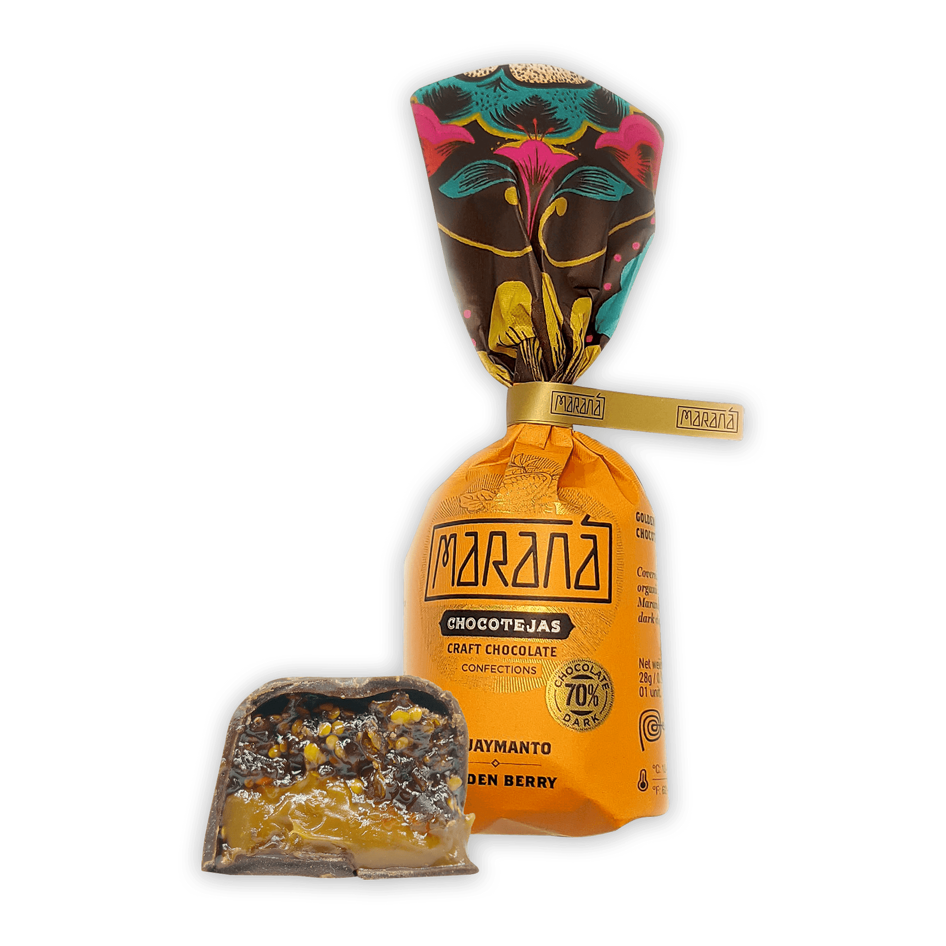 Marana Chocotejas Peruvian bon bons gift box with berry-filled interior