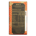 Marou Ba Ria 76% chocolate bar back with orange-gold wrapper and nutrition label