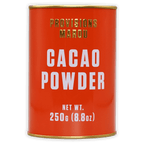 Marou Cacao Powder Tin 100% in vibrant red cylindrical tin with gold accents