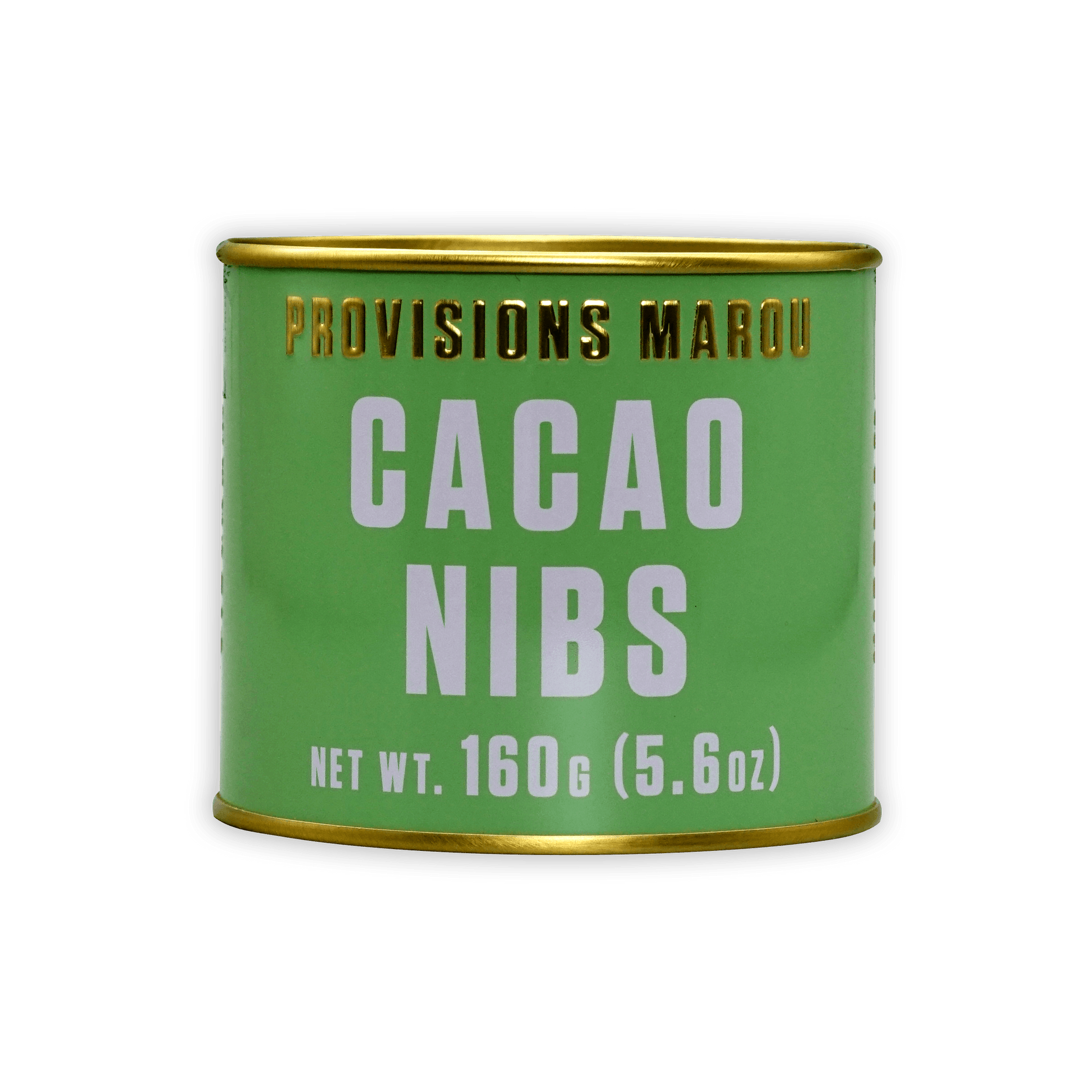 Marou Provisions Cacao Nibs in Green Tin with Gold Rim