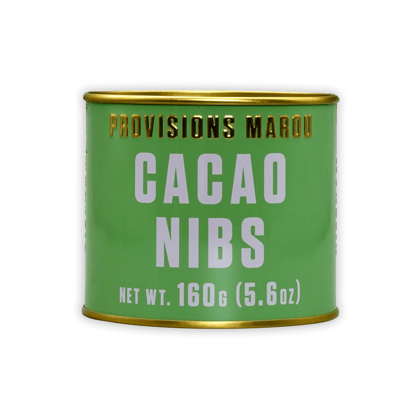 Marou Provisions Cacao Nibs in Green Tin with Gold Rim