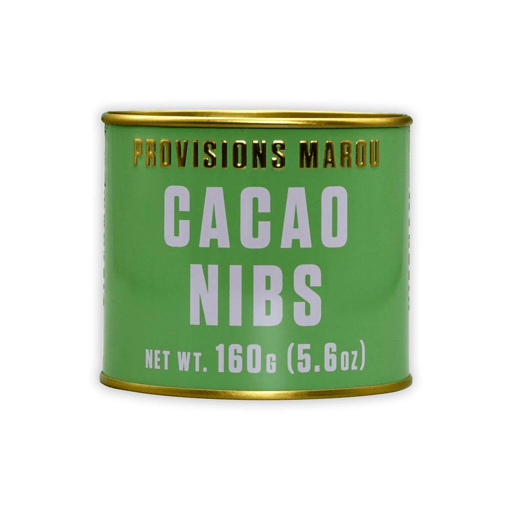 Marou Provisions Cacao Nibs in Green Tin with Gold Rim