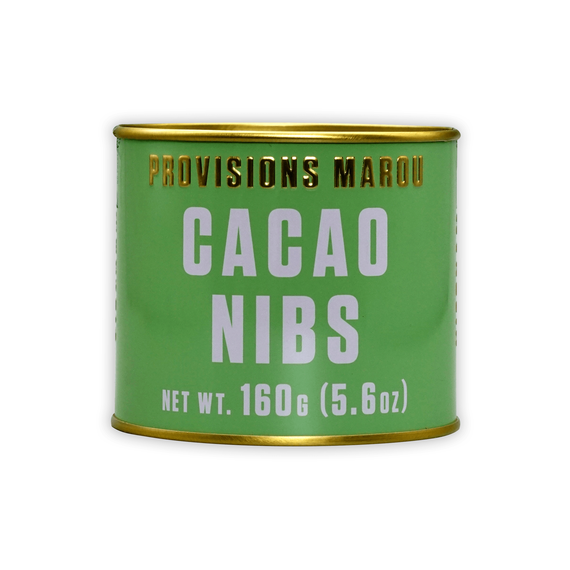 Marou Provisions Cacao Nibs in Green Tin with Gold Rim