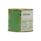 Marou Cocoa Nibs Tin: green can with gold rim, Vietnamese cacao nibs
