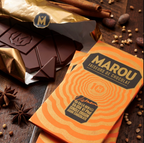 Marou Dark Pho Spice 65% limited edition chocolate bar, orange gold wrapper