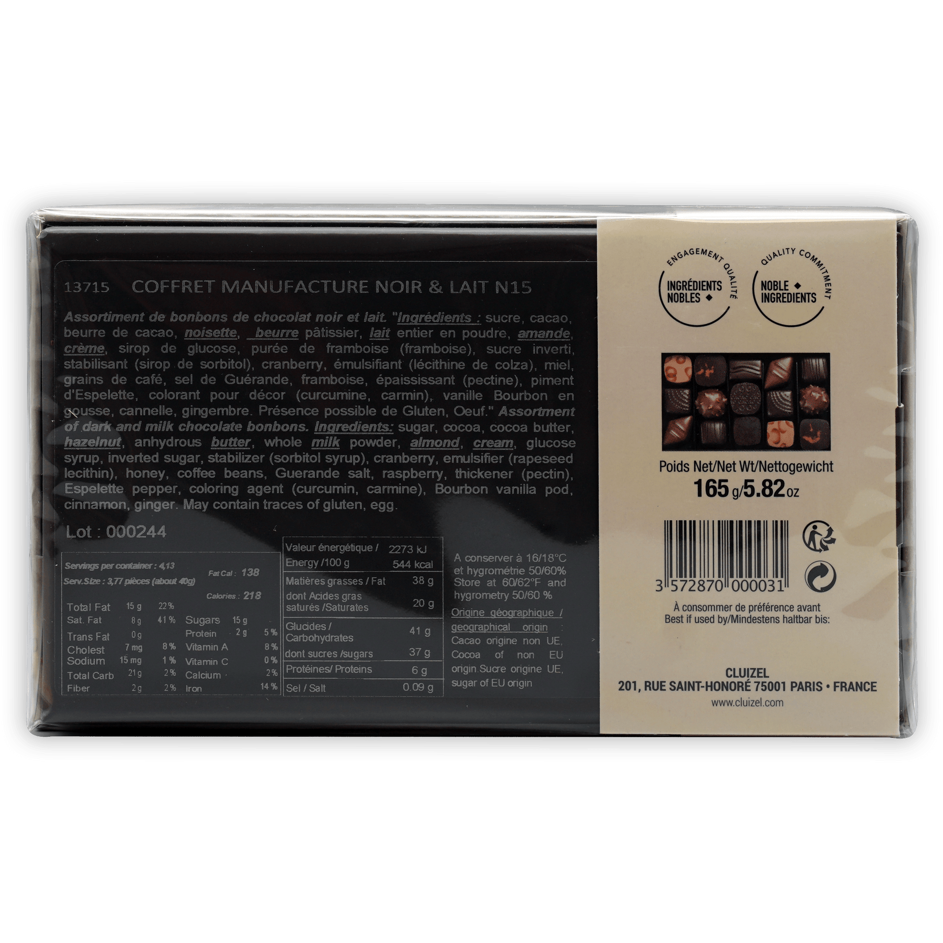 Michel Cluizel 15-piece dark and milk chocolate bon bons gift box