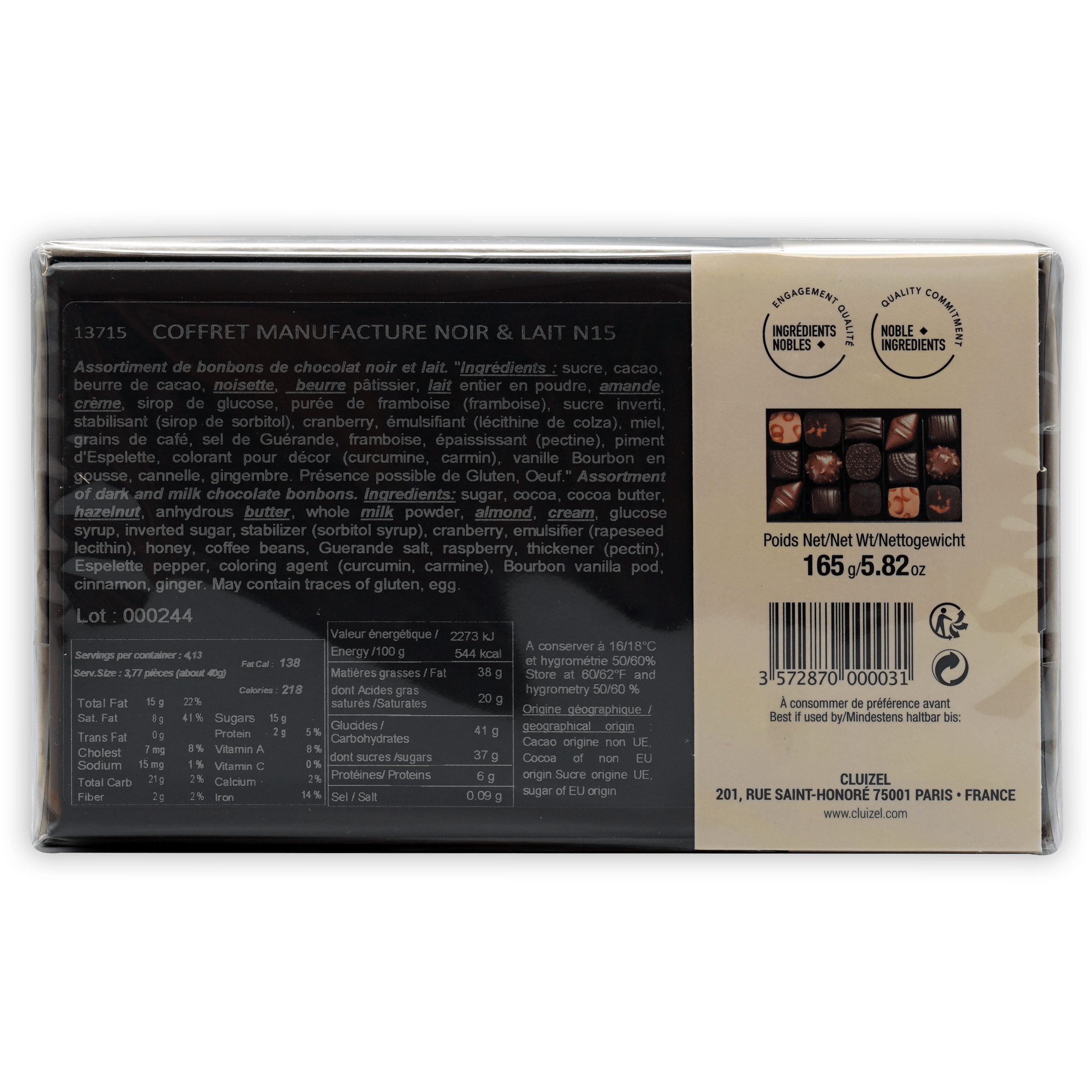 Michel Cluizel 15-piece dark and milk chocolate bon bons gift box