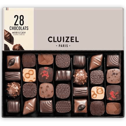 Michel Cluizel 28-piece chocolate bon bons gift box with assorted dark and milk chocolates