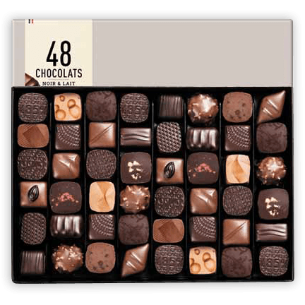Michel Cluizel 48-piece mixed dark milk chocolate truffles in black box