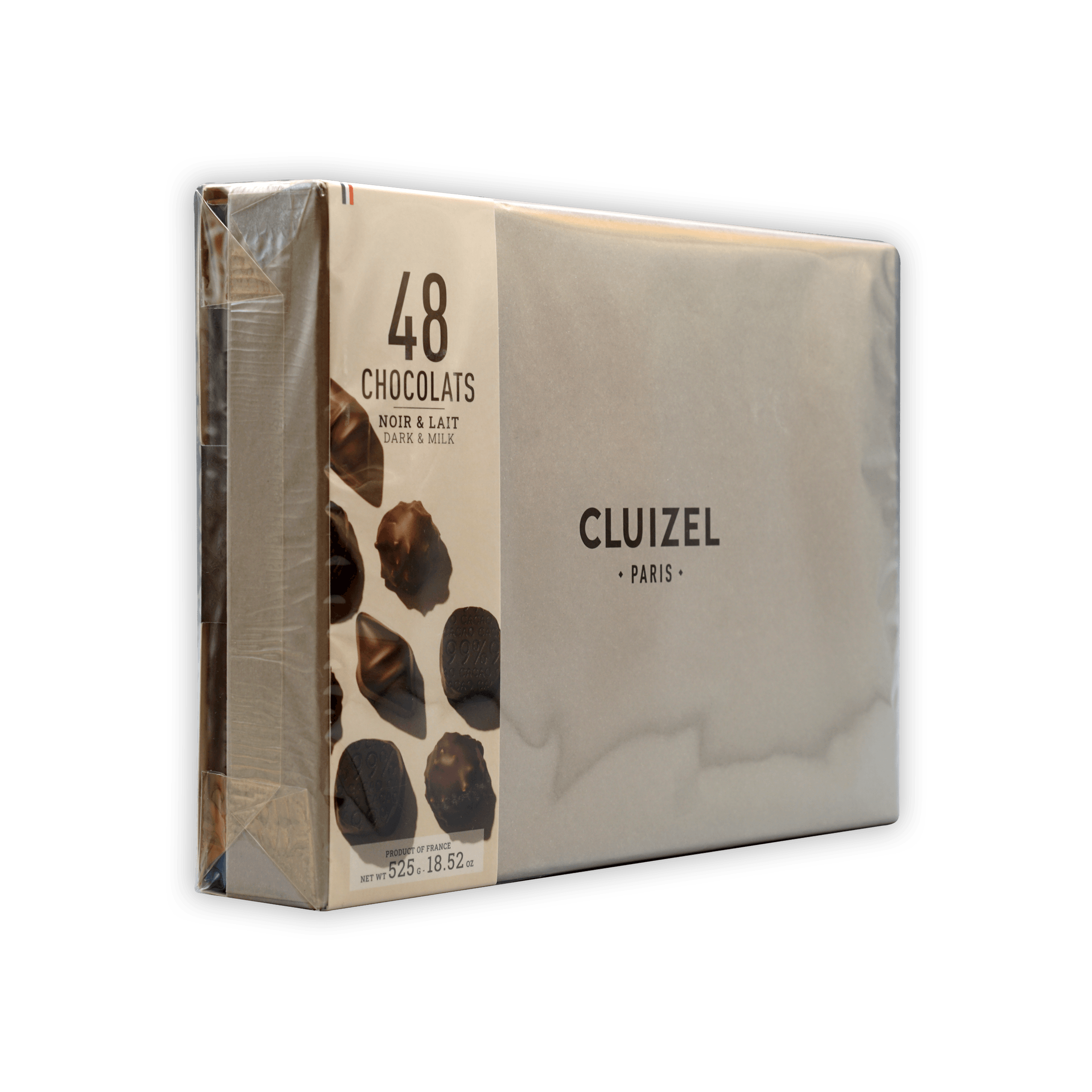 Michel Cluizel 48-piece mixed chocolate bon bons gift box, cream-colored sleek design