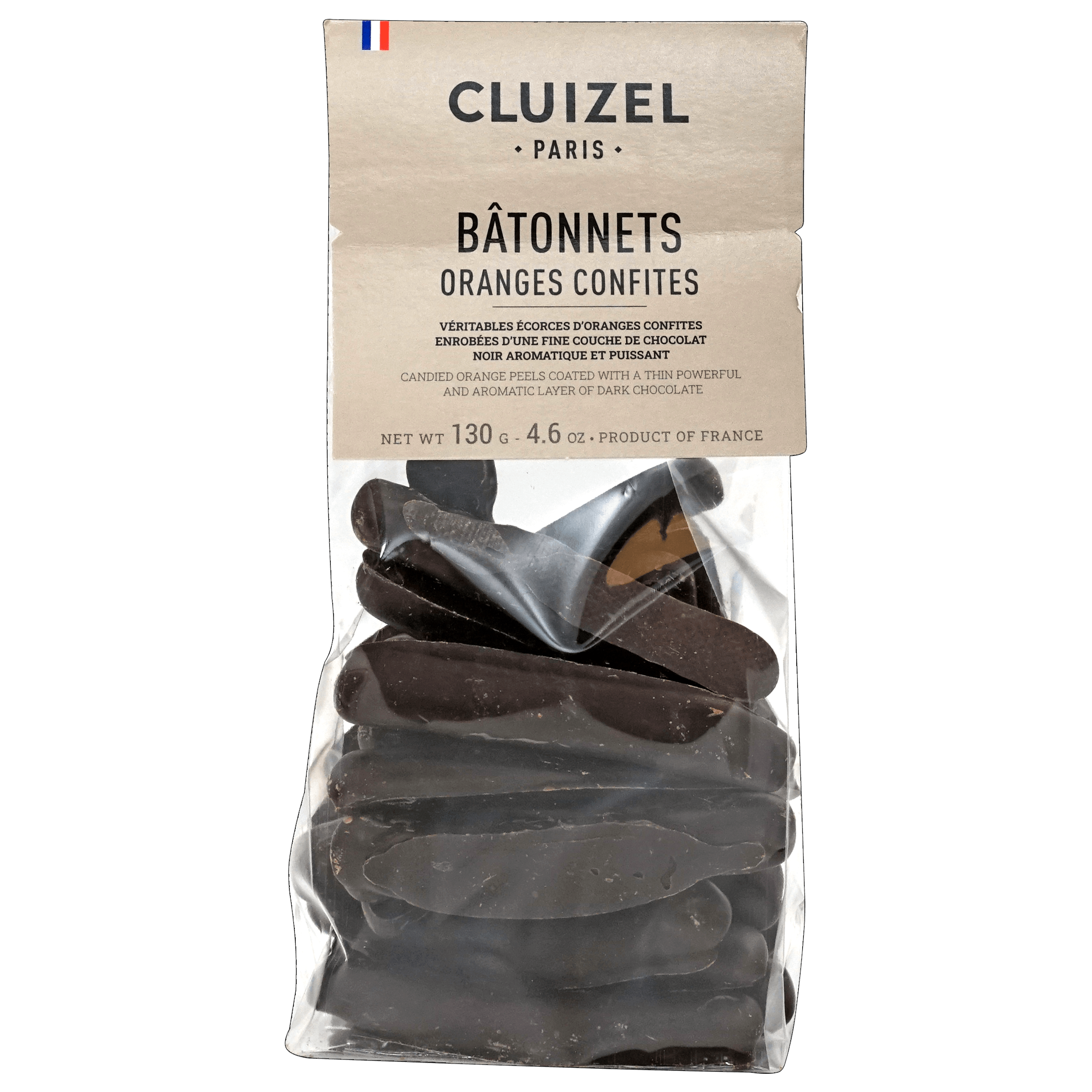 Michel Cluizel chocolate covered candied orange strips package
