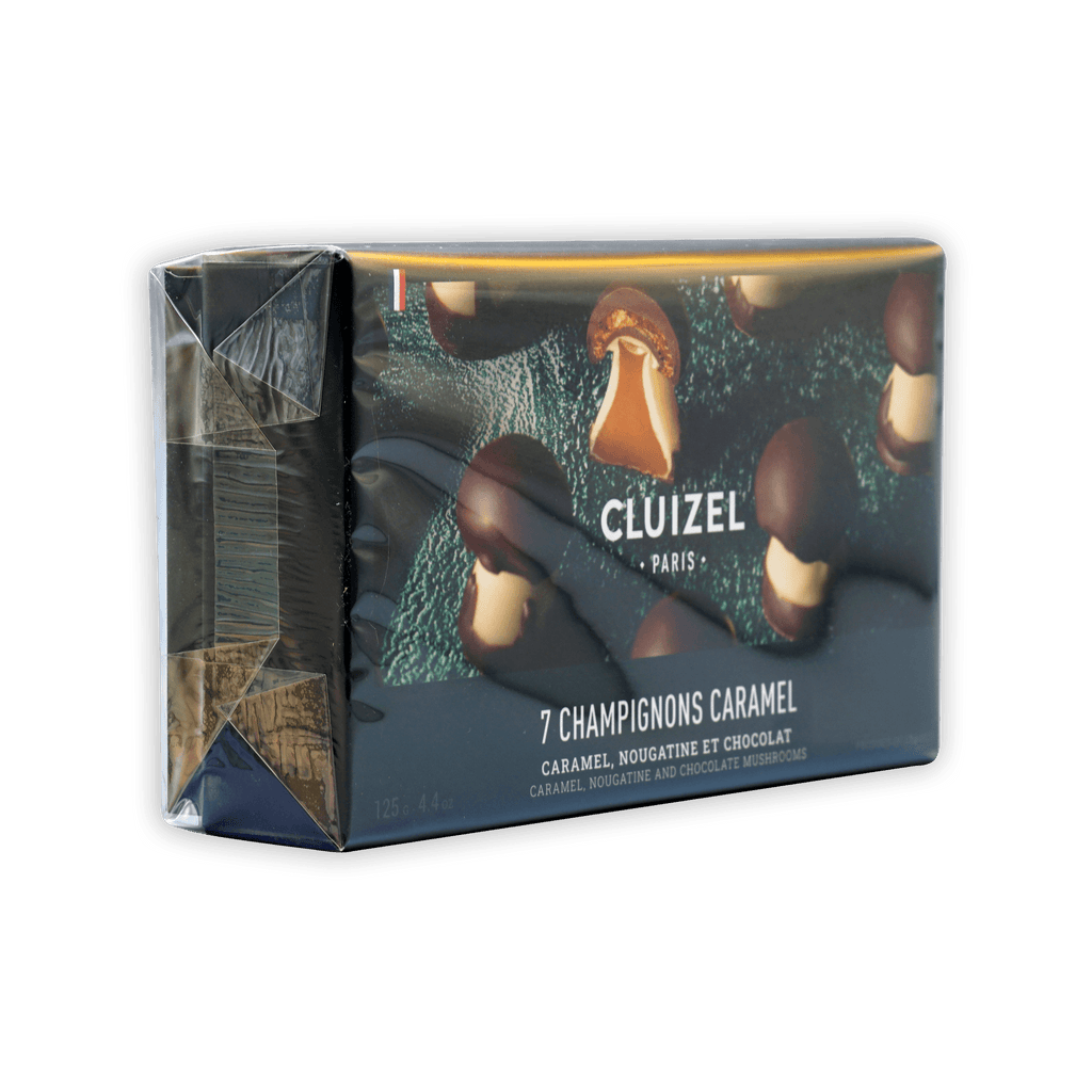 Michel Cluizel chocolate mushroom truffles box with caramel, 7 mushrooms