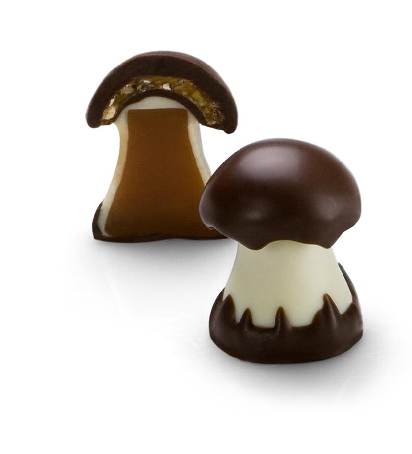 Michel Cluizel chocolate mushroom truffle with caramel filling