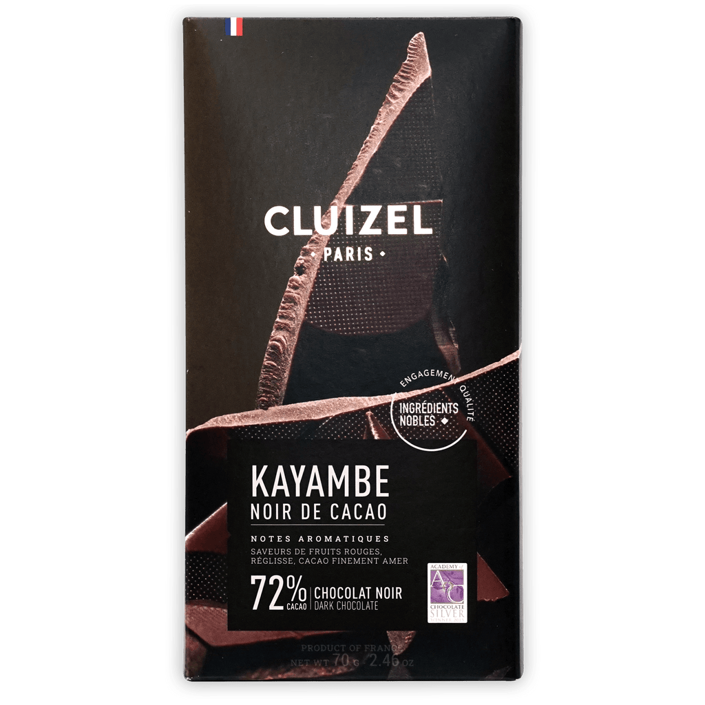 Michel Cluizel Noir 72% sleek black chocolate bar with gold accents