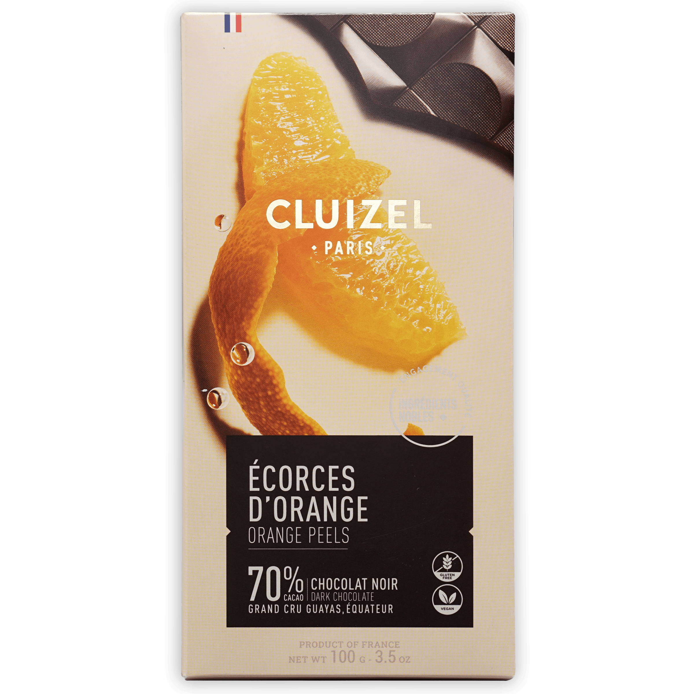 Michel Cluizel Noir w/ Orange Peels 70% dark chocolate bar