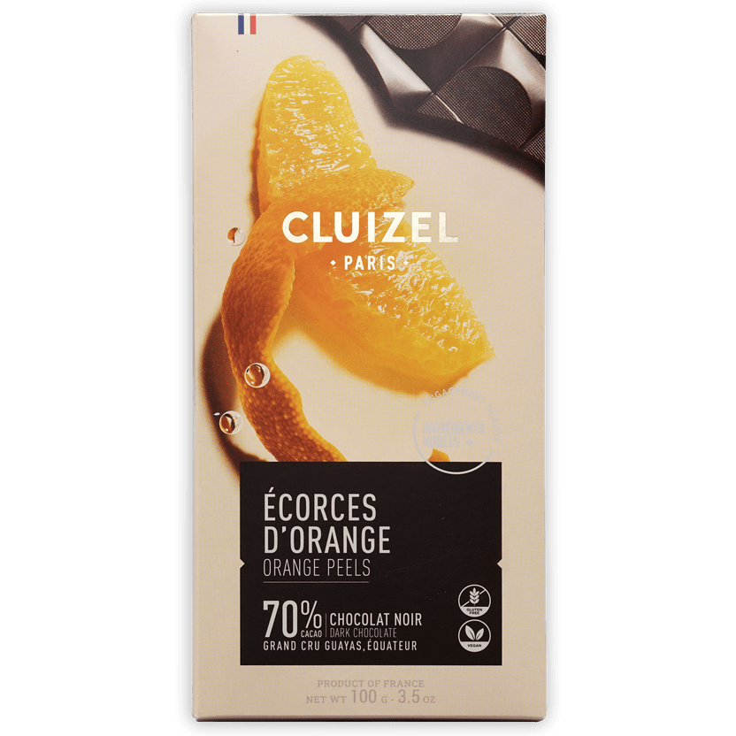 Michel Cluizel Noir w/ Orange Peels 70% dark chocolate bar