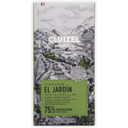Michel Cluizel Plantation El Jardin Noir 75% dark chocolate bar wrapper